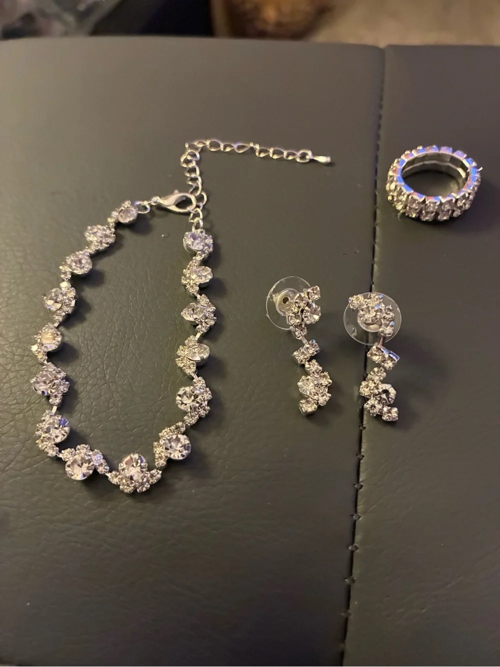 Silver-Tone Crystal Necklace & Bracelet Set - Women Jewelry